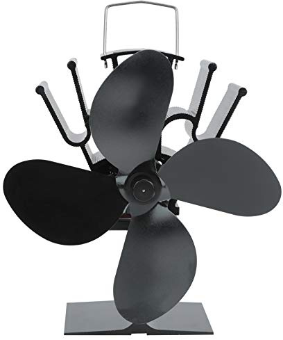 Ventilateur de Poêle Alimenté par la Chaleur, Ventilateur de BrûLeur à Bûches en Bois Ventilateur de Cheminée à 4 Lames pour la Circulation de la Chaleur à la Maison, Écologique et Efficace
