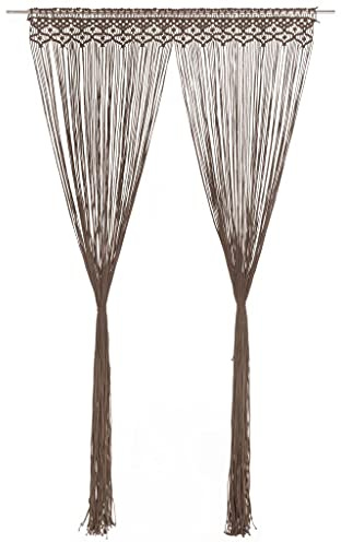 vidaXL Makramee Vorhang Handgefertigt Wandbehang Tapestry Dekovorhang Türvorhang Fenstervorhang Hochzeit Hintergrund Taupe 140x240cm Baumwolle