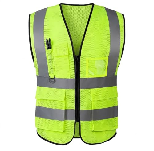 Tydon Guardian Hi Vis Vest Reflective Vest for Men Women High Visibility Reflective Safety Security Vest Breathable With Pocket Zipper Front Meets ANSI/ISEA Standards