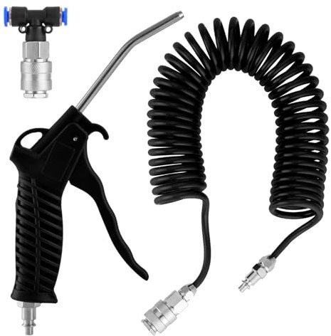 Fippy Pistola aria Camion Pistola Soffiaggio per Camion Kit di Pulizia per Camion Auto con con connettore piccolo UE, con tubo da 5 metri, Nero