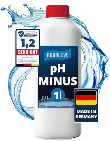 AGUALEVE® pH Minus 1 Ltr. | senkt den pH-Wert punktgenau | für Pools, Aufstellpools, Whirlpools jeder Art und Größe | Markenqualität Made in Germany | mit Note 1,2 getestet