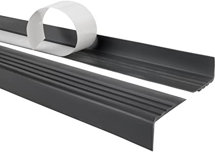Quest Perfil de borde de escalera autoadhesivo de PVC antideslizante angular 30x27mm RM, gris oscuro, 80cm