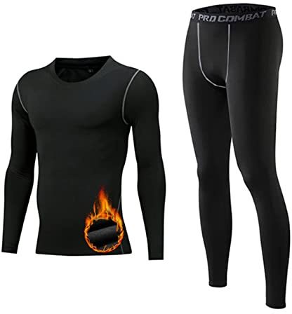 sous-Vêtements Thermiques, Ensemble de sous-vêtements Hiver Sport Respirant Combinaison Homme Fonctionnel L'entraînement Élastique Collant Automne Base Layers Chaud Léger Hauts et Pantalon-Gris, M
