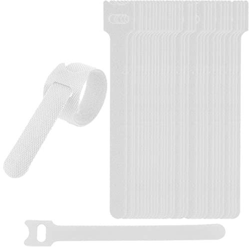 30PCS Adjustable Reusable Cable Ties Straps 12mmx150mm Hook and Loop Long Cable Straps Ties for Cable Management, Wire Tidy, Cord Organiser (White)