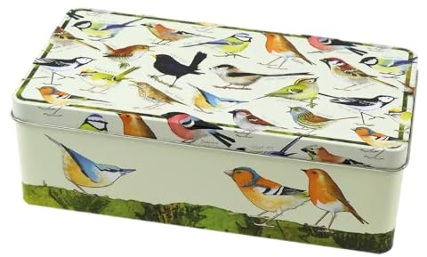 Emma Ball Eric Heyman - Caja de almacenamiento para galletas y galletas (23,4 x 12,4 cm), diseño de pájaros británicos