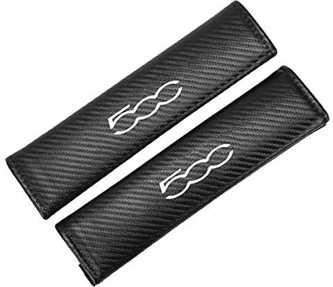 EAGLEG 2 Pezzi Imbottiture Cinture di Sicurezza per Auto, Copri Cintura di Sicurezza in Fibra di Carbonio Morbida e Confortevole per Fi-at 500 Punto Bravo Interni Styling Accessori,Black