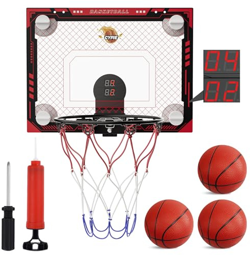CYFIE Suction Cup Basketball Hoop, Indoor Mini Basketball Hoop with Sturdy Backboard/Electronic Scoreboard, Sound, 3 Balls, Basketball Toys Gifts Ideas for Kids Teens Girls Boys Gifts