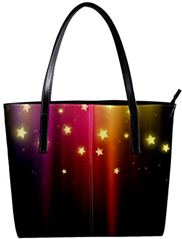 Schultertasche, leicht, lässig, Schultasche, Lehrertasche, Handtasche, Geldbörse, Hintergrund mit bunten Sternen, Mehrfarbig