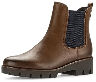 Gabor Damen Chelsea Boots | Frauen Stiefeletten | Wechselfußbett | Komfortable Mehrweite (H) | Sattel/EF(Mic/RIV) | 38.5 EU - 5.5 UK