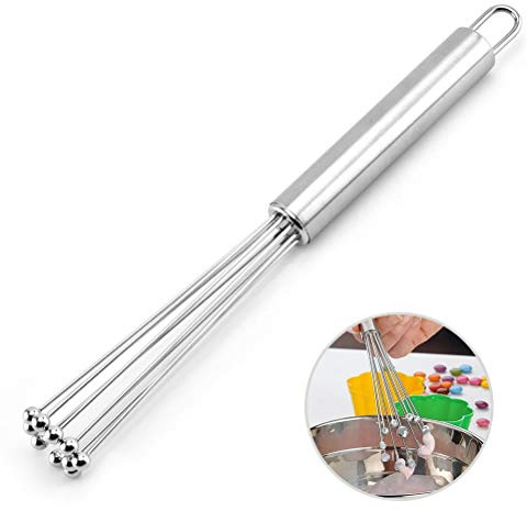 Stainless Steel Whisk 9.8 Inch, Manual Egg Beater Wire Mixer for Blending, Whisking Eggs, Beating Cream, Stirring Sauces, Silver