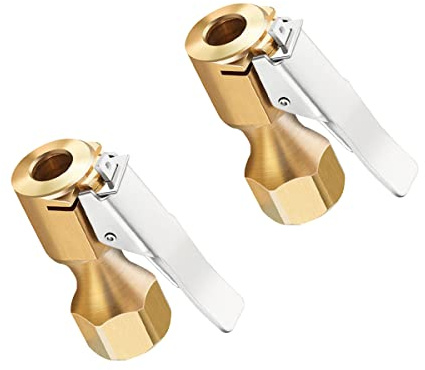 JNNJ 2 Stück Autoventil Hebelstecker Air Chuck, Messing Reifen Ventil Luftpumpe Clip, Druckluft Reifenfüllnippe, Auto Druckluft Ventilstecker Für Alle Reifenventile
