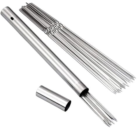 IOIUSKKU Pinchos para barbacoa de acero inoxidable, herramienta versátil para varios platos, pinchos fáciles de limpiar para parrilla, juego de rejilla para Kebab en cualquier lugar, Palo +20* palo
