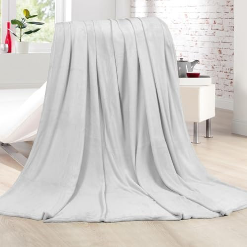 Bestlivings Kuscheldecke Cashmere Touch 200x220cm (Silber) Flauschige Wohndecke für Sofa, Couch und Bett, Tagesdecke Oeko-TEX - Sofaüberwurf