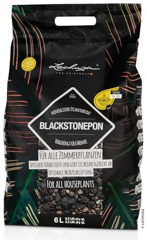 LECHUZA-Pflanzsubstrat BLACKSTONEPON 6 Liter | Designsubstrat für Zimmerpflanzen |torffrei und vorgedüng| 19555