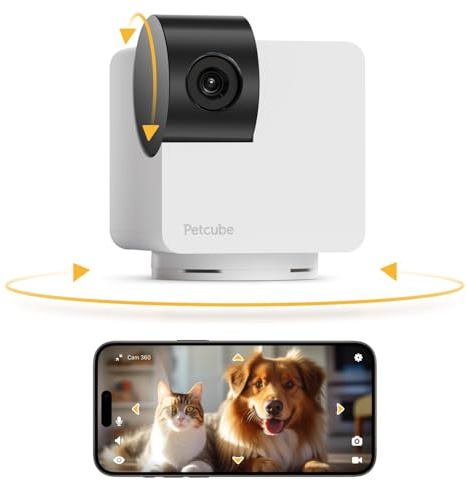 Petcube Cam 360 Camera Interactive WiFi Pet and Home Security Pan-Tilt Camera with Phone App, 1080p HD Video, 360° Rotation, Night Vision, AI Alerts