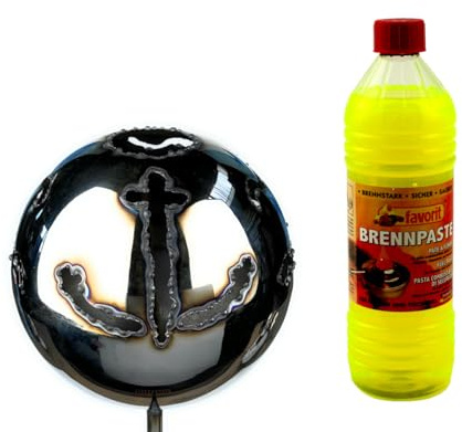 Gartenfackel Feuerkugel – Anker 13cm Durchmesser + 1Liter Brennpaste