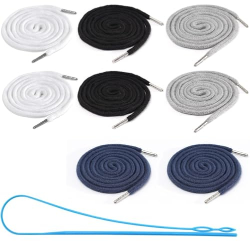 PLABBDPL Kordel für Jogginghose, 8Pcs Kordel für Hosenbund,Ersatzschnüre aus Baumwolle Kordel aus Metall,Ersatz-Saiten aus Baumwolle mit 1*Einfädler,für Sporthosen Hosen Sweatshirts Jacken Handtaschen
