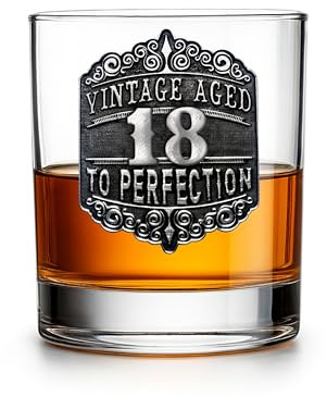 De Walden 18th Birthday Whisky Glass Tumbler with Vintage Pewter Feature 13oz Whiskey Spirits Gift for Men