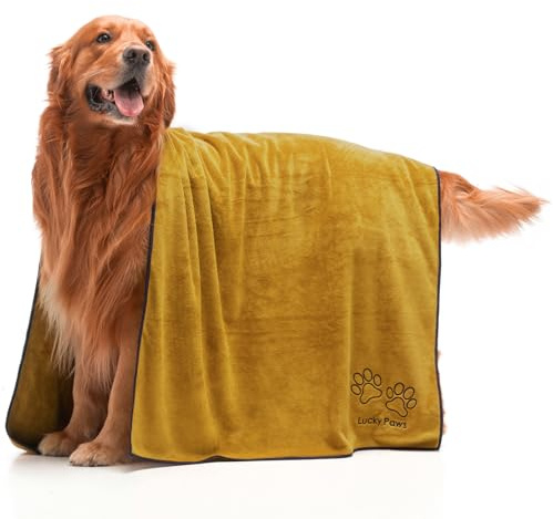 Lucky Paws® Toalla para Perros del Reino Unido – Toalla para Perros Extra Grande 140x70cm – Toallas para Perros Súper Absorbentes, Lujosamente Suaves, de Secado Rápido para Secar Perros – Toalla de