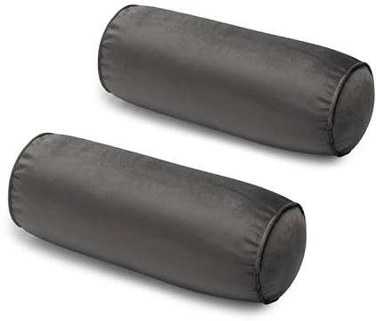 FINEASY Roll Neck Pillow Velvet Round Bolster Pillow Cervical Support Pillows Neck Pain Relief Cylinder Pillows with Removable Washable Cover 16 Inches Long x 6 Inch Diameter