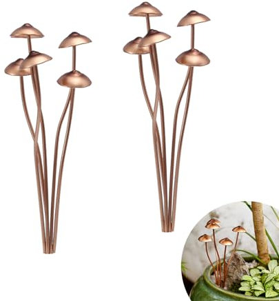 TEOSTWF 2 PCS Metal Mushroom Yard Decor,Rustic Metal Mushroom Garden Stakes,Metal Yard Art with Long Mushroom Shape,Outdoor Garden Yard Lawn Ornaments Art Accessories