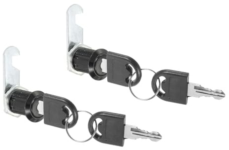 PATIKIL Cabinet Lock with Keys 2 Pcs 1(25mm) Cam Locks Zinc Alloy Tool Box Lock Replacement Keyed Alike for Drawer Cupboard Household Mailbox RV Door Lock, Black