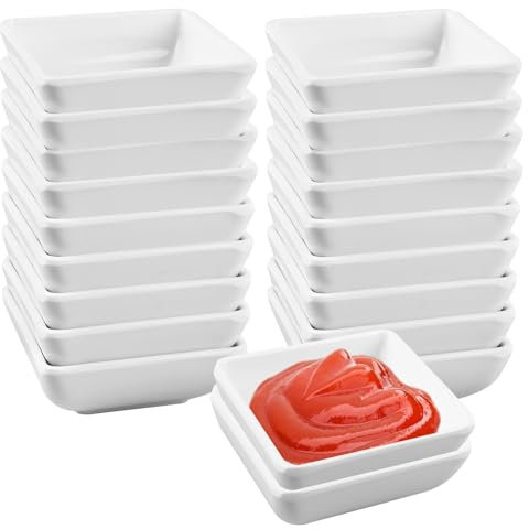 PRITOK Cuencos para salsas: 20 unidades de 7,2 x 7,2 x 2,5 cm, cuencos pequeños, cuencos para salsas, salsas de barbacoa, helados, aperitivos, postres, fiestas, salsas, salsas, salsas