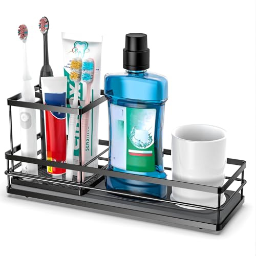 Toothbrush Holders with Water Absorbing Diatomite for Bathrooms, Electric Tooth Brush Toothpaste Holder, Kitchen Countertop Sink Caddy Sponge Organizers and Storage, Stone Drying