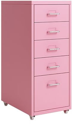 Mobiler Aktenschrank aus Metall mit Rollen für Zuhause/Büro, 5 Schubladen, Aktenschrank (L x B x H): 28 x 40,9 x 69,1 cm