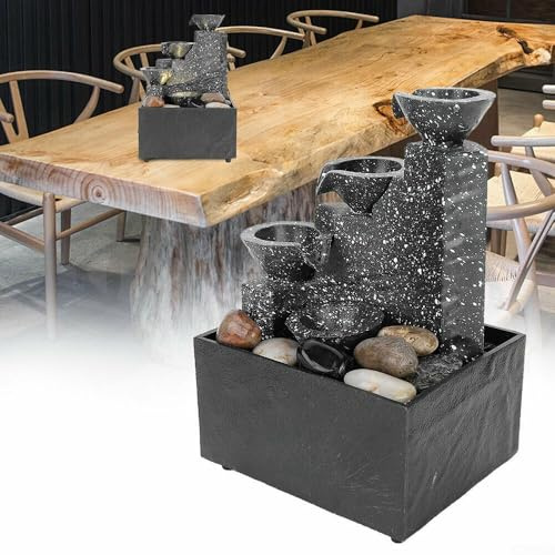 Dekorativer Zimmerbrunnen mit unregelmäßigen Steinen und LED-Beleuchtung, geeignet für jeden Raum