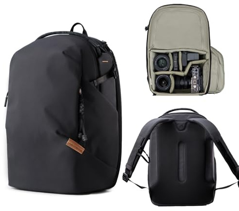 PGYTECH OneGo Lite Camera Backpack 22L Lightweight Camera Bag Compatible with Sony/Canon/Nikon/DSLR/SLR Mirrorless Cameras, Water-Resistant BackPack for Urban & Travel Photography, Matte Black