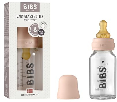 BIBS Boheme Baby Glass Bottle 120ml, Vermindert Koliken, Runder Sauger aus Naturkautschuklatex, Unterstützt das Stillen. Hergestellt in Dänemark - Blush | Anti-Kolik | Langsamer Fluss | Unterstützt das Stillen | Hergestellt in Dänemark