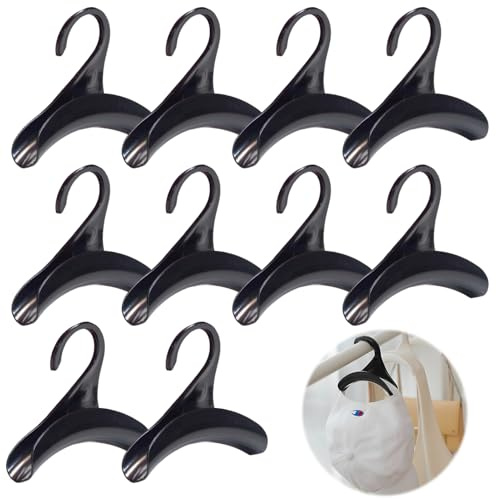 QTMMC 10 ganci per borse e borse, organizer per borse, ganci per appendere borse, zaini, borse da scuola, cartelle, sciarpe, cinture, cravatte, colore: nero