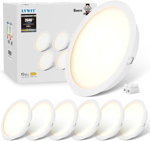 LVWIT Downlight Led Techo Empotrable,Foco Empotrable, Ojos de Buey Led para Techo de 24W,Foco Neutro Blanco de 4000K, Ideal Para Cocina, Salón,Oficina, 2640 Lúmenes, Ø223mm,6U,IP44,No Regulable