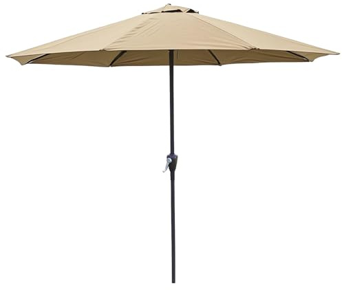ZIHQRgE Ombrellone da Giardino 270cm con Maniglia, Ombrellone Impermeabile e Anti-UV, per Terrazza, Spiaggia, Mercato(Khaki)