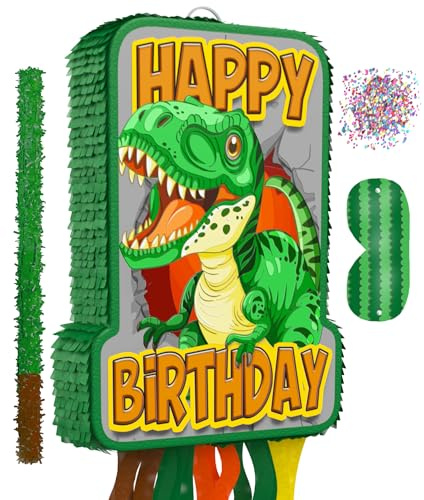 Jergrim Dinosaur Birthday Pinata, 4 Pc Set, T-Rex Jurassic Party Supply, Dino Parties Decor, Roar Pinatas, Birthday Games, Mexican Piñata De Dinosaurio Fits Pinata Stuffers And Dinosaurs Party Favor