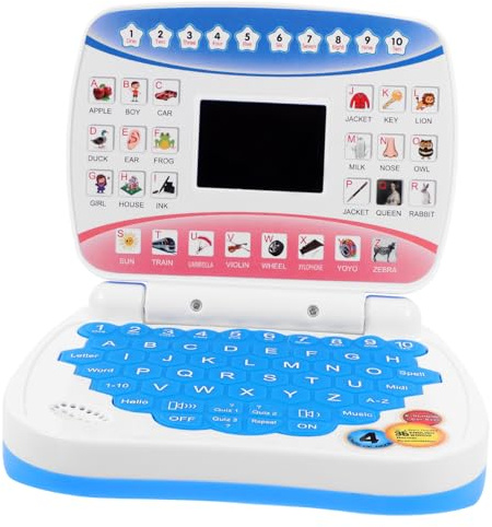 Vaguelly Educational Laptop with LED Screen Mini Simulation Learning Computer for Interactive Cognitive for Boys and Music and Engaging Activities Included