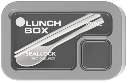 Lunch Box Porta Pranzo con Scomparti - Contenitore Ermetico per Scuola, Ufficio e Pic-nic - Bento Box in Plastica Alimentare Senza BPA