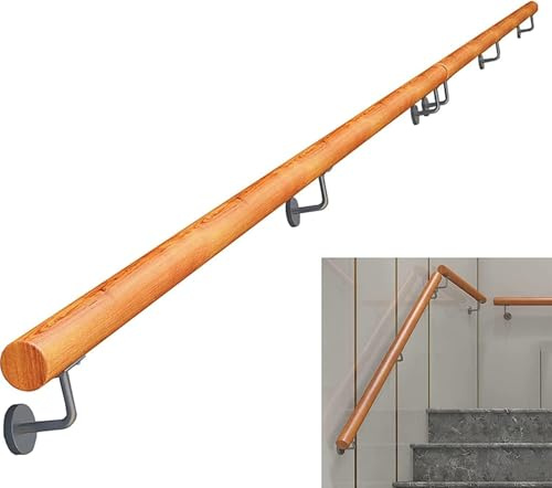 Barandilla Flotante para escaleras Juego de Postes de Madera for escaleras de Interior, for la Seguridad de Las Personas Mayores.(120cm)