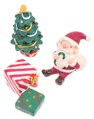 Homoyoyo Weihnachts Resin Deko 3 Stück Mit Weihnachtsmann Geschenk Baum Aquarium Schmuck Festliche Tischdekoration Für Wohn Und Arbeitszimmer