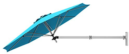 GOPLUS Sombrilla de Pared Ø250 cm, Parasol Ajustable para Exterior, Paraguas Plegable y Inclinable, Sombrilla Impermeable con Protección Solar, para Jardín, Terraza, Patio, Balcón (Azul)