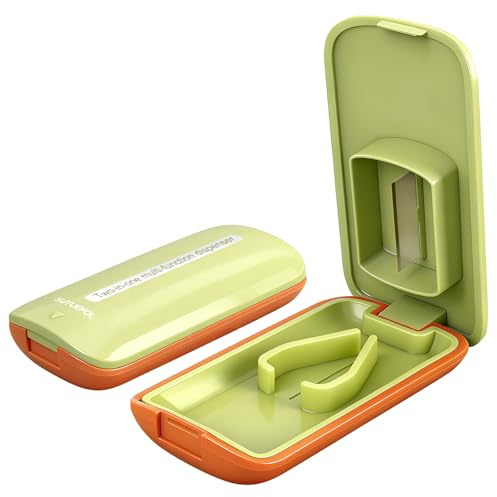 JohnBee Pill Cutter - Sharp & Durable Silicone Pill Splitter, Non-Slip Base, Portable Tablet Cutter for Daily Medication, Vitamins & Supplements. Designed for Swallowing Difficulties & Pets (Green)
