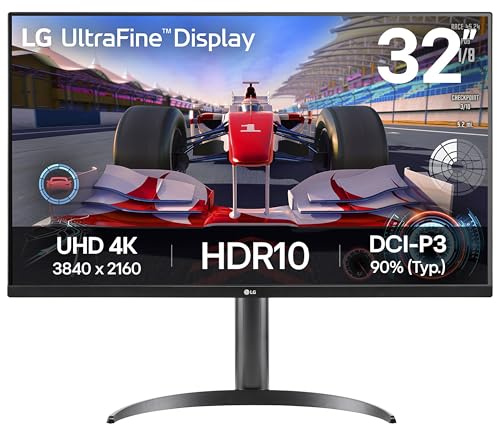LG UltraFine Monitor 32UR500K-B - 4K UHD VA 32 inch, 60Hz, 4ms GtG, HDR10, Home/Office Display, Tilt Adjustment, Built-in Speakers, HDMI, DisplayPort, Black