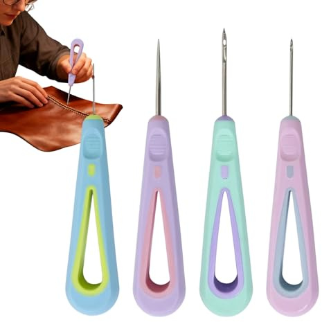 Leather Quilting Awl - 4-Piece Ripper Tool for Sewing Work, Punch Kit | For Embroidery Thread Handmade Beginners Home Studio Quilting Knitting Weaving