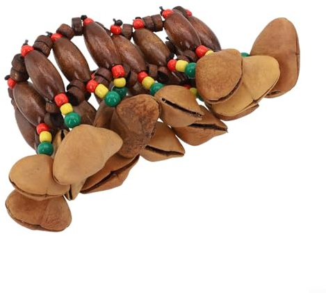 Hand Percussion Instrument, Natürliche Dola Fruchtschale Rassel mit Holz Innenring, Traditionelle afrikanische Knöchelrasseln für Musikerziehung und Volksauftritte
