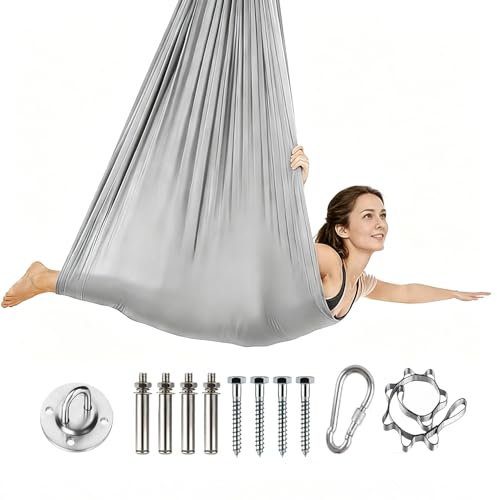XHWOLGARIAN Hamac de Yoga Aérien 280x150 cm, Capacité de Charge 500 kg, Kit Complet D'Installation Inclus, Accessoires De Yoga Anti-Gravité pour Adultes