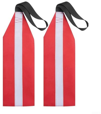 Lot de 2 drapeaux de sécurité KAYAK - 575 x 130 mm - Rouge - Pour ALPHA - Accessoire de remorquage haute visibilité pour canoë, bateau, plongée avec tuba