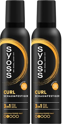 SYOSS Curl Schaumfestiger (250 ml), Locken Mousse mit 3in1 Formel für perfekt definierte Locken & Wellen, Lockenschaum mit Vitamin-Komplex, Panthenol & Niacinamide für eine gestärkte Haarstruktur