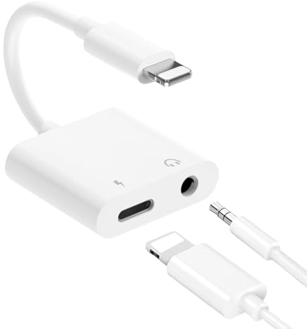 SEASJHBAY Adaptadora Jack de 3,5 mm para iPhone – 2 en 1 Adaptador de Audio para Auriculares y Carga, Divisor de Cable AUX para iPhone 14/13/12/11/X/8/7, iPad Mini/Air/Pro, Plug & Play