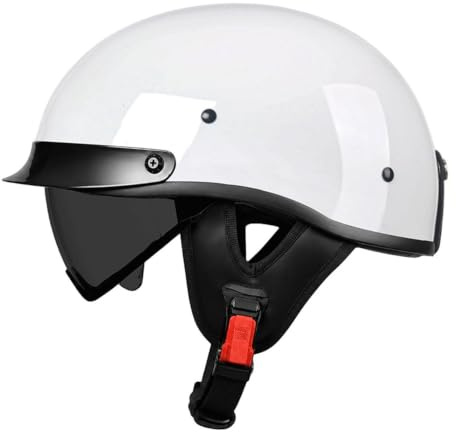 Caschi Jet E Demi-Jet Vintage Con Visiera Casco Mezzo Retrò Moto Approvato DOTECE Caschi Cromwell Scooter Aperto Casco Cruiser Per Adulti Uomini Donne Elmetto Scodella M,M:57-58CM